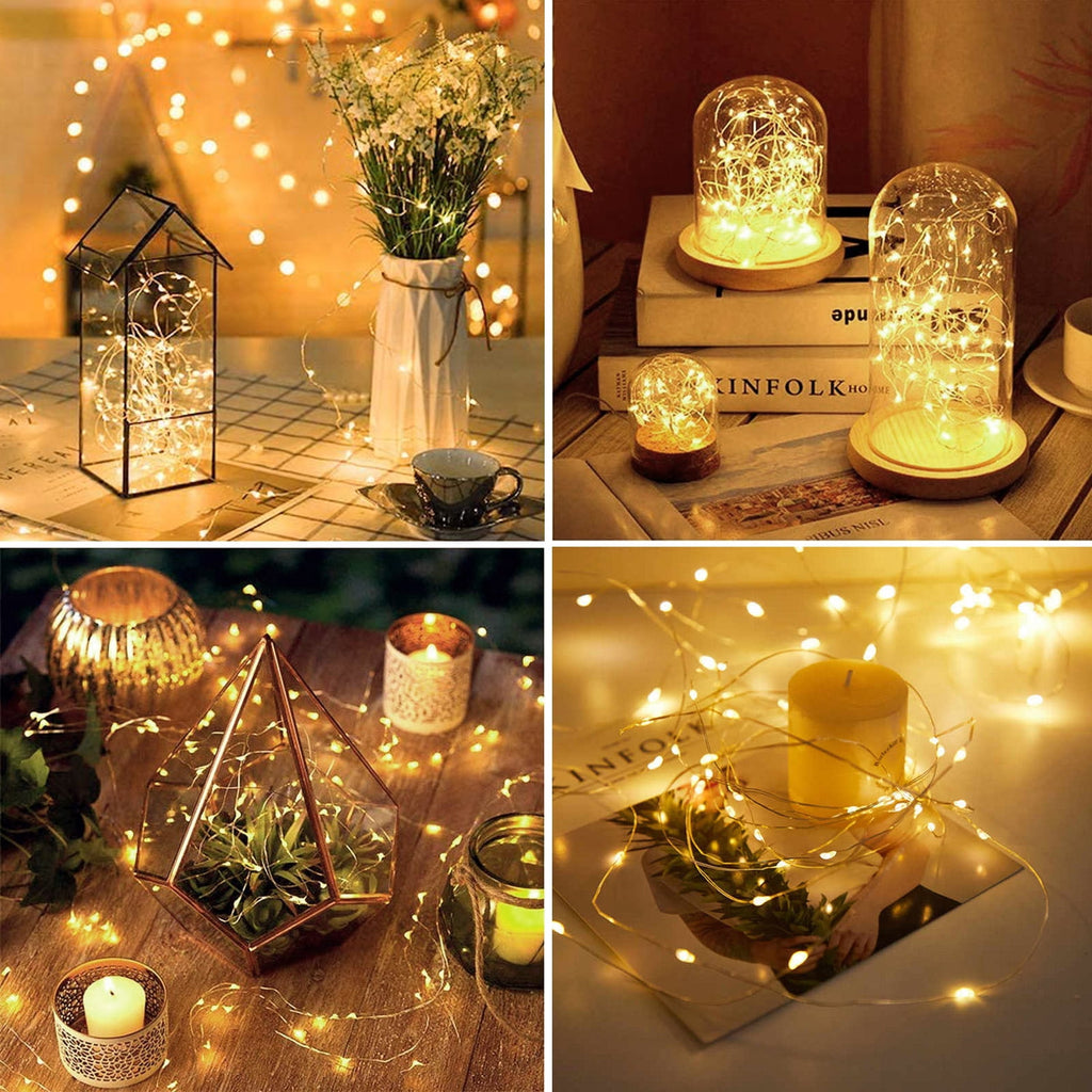 12pcs 6.6ft Fairy String Lights, EEEkit 20 LED Flexible Starry String Lights, Battery Powered Copper Wire Lights, LED Twinkle Firefly Lights for Indoor Outdoor DIY Wedding Party Decor, Warm White