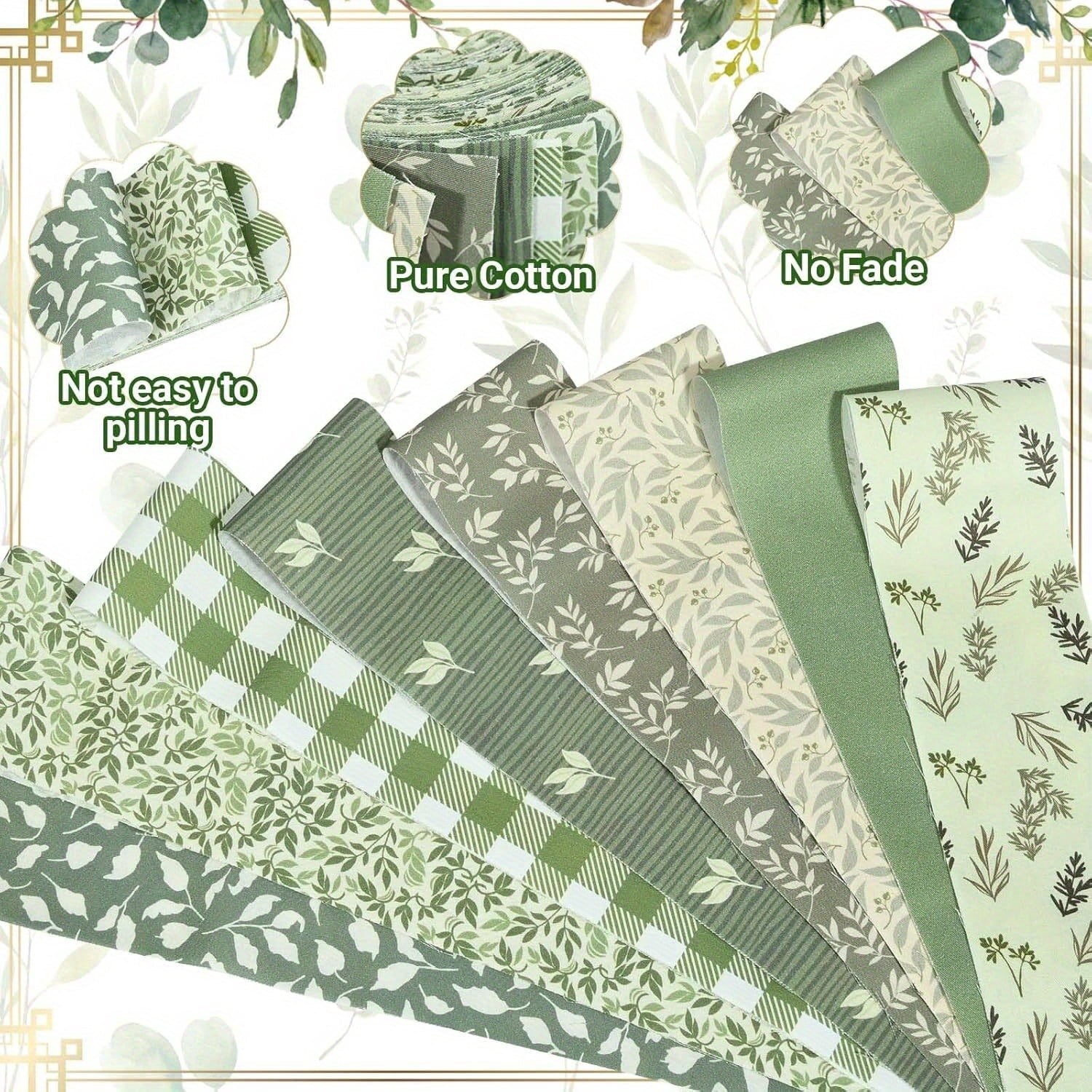 Heymaple 40Pcs Jelly Roll Fabric Strips for Quilting and Sewing, 2.6" x 20" Precut Fabric for DIY Crafting, Spring Series