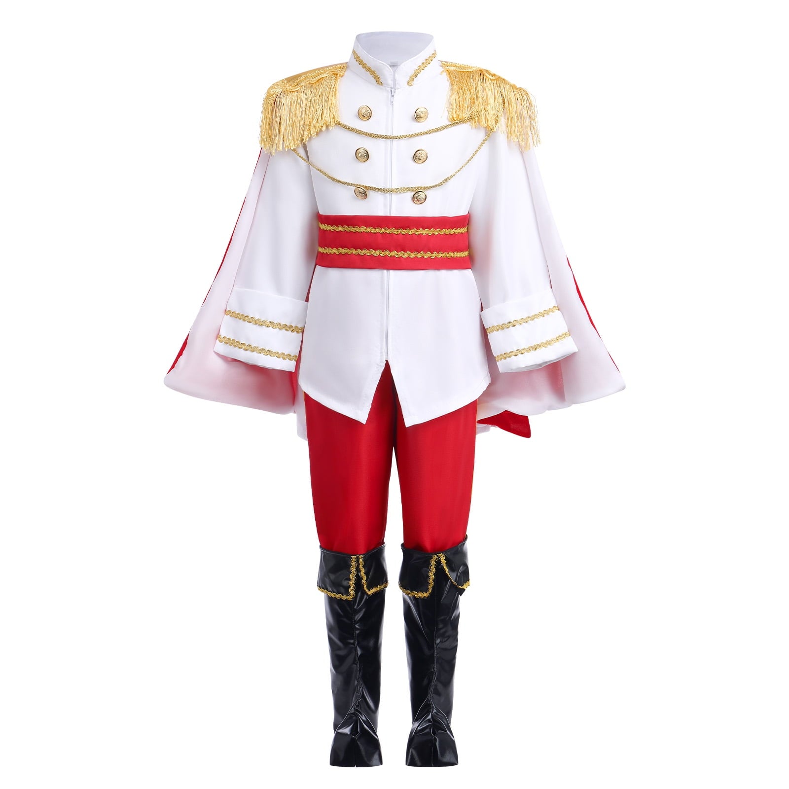 IBTOM CASTLE Boys Prince Charming Costume Halloween Cosplay Dress up Birthday Party Medieval Royal Prince Outfits for Toddler Child 3-4 Years Red 4pcs