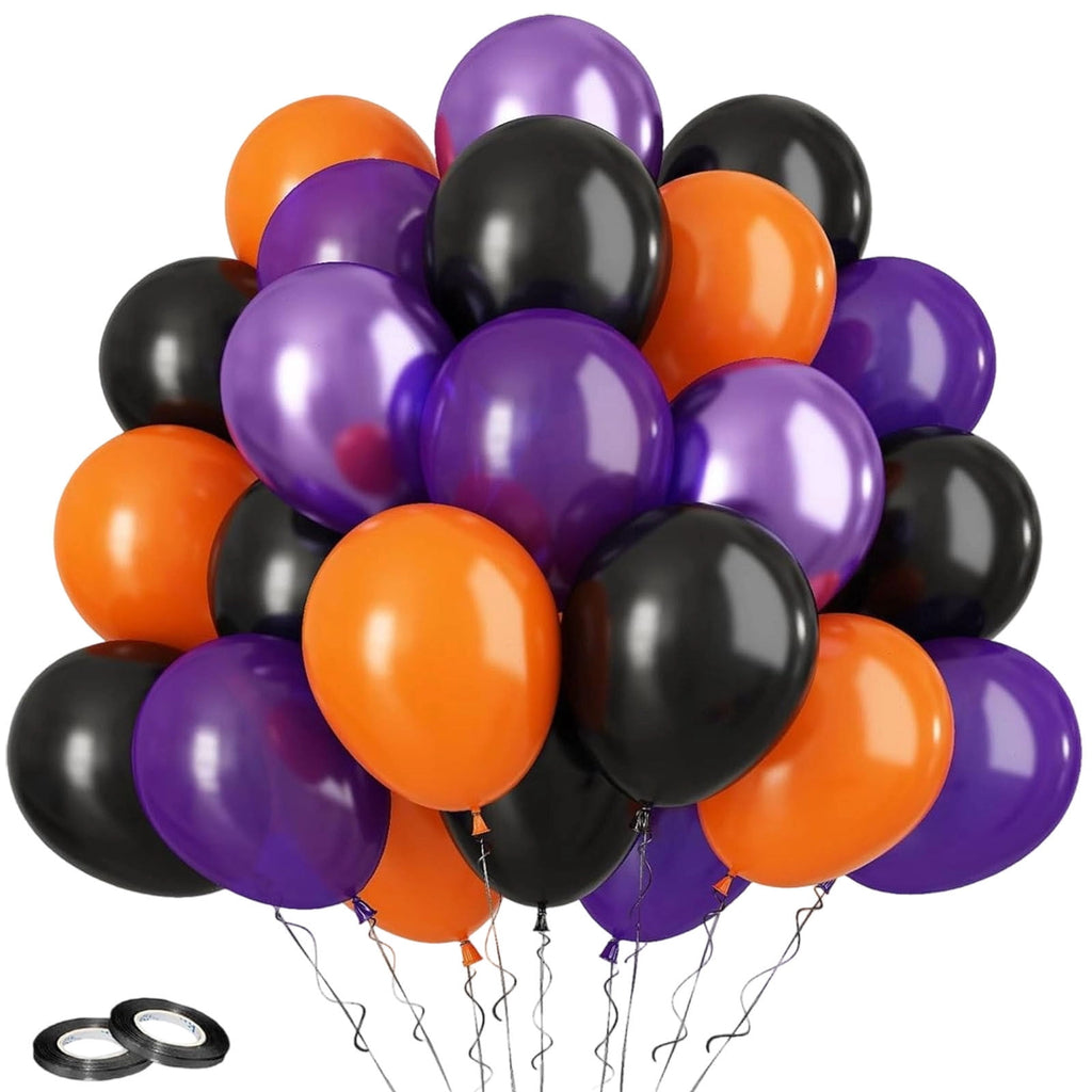 12 Inch Latex Balloons 30Pcs Halloween Party Decorations, Black Orange Confetti Balloons Set for Birthday Party Supplies, Helium Air Inflation