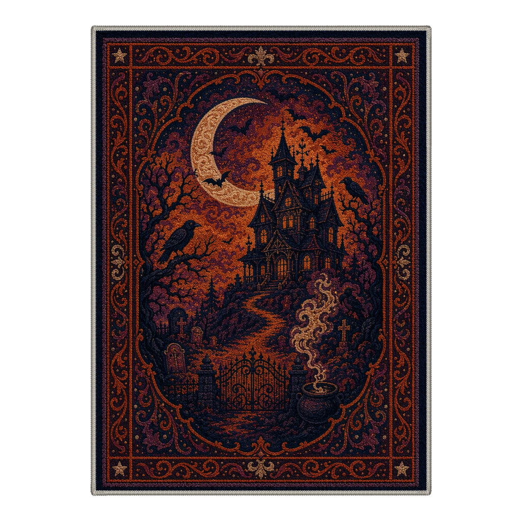GENIMO 5'x7' Halloween Area Rug for Living Room, Washable Non Slip Soft Vintage Witch Indoor Rug for Bedroom Dining Room Home Office, Retro Sepia