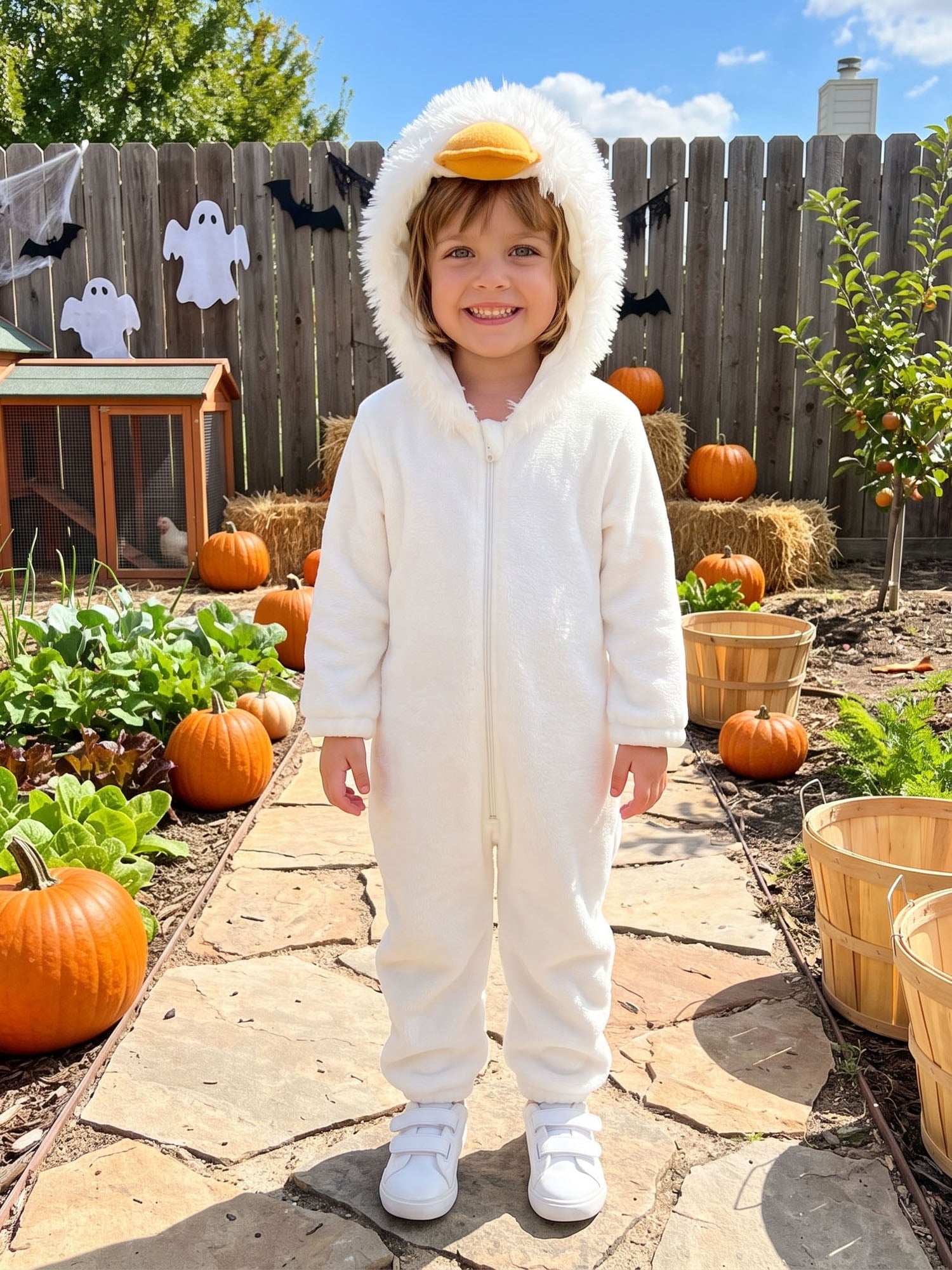 RUINIXCW Toddler Baby Girl Boy Halloween Chick Costume Cosplay Outfit Infant Fall Winter Clothes Snowsuit Fleece Jumpsuit Long Sleeve Hooded Romper