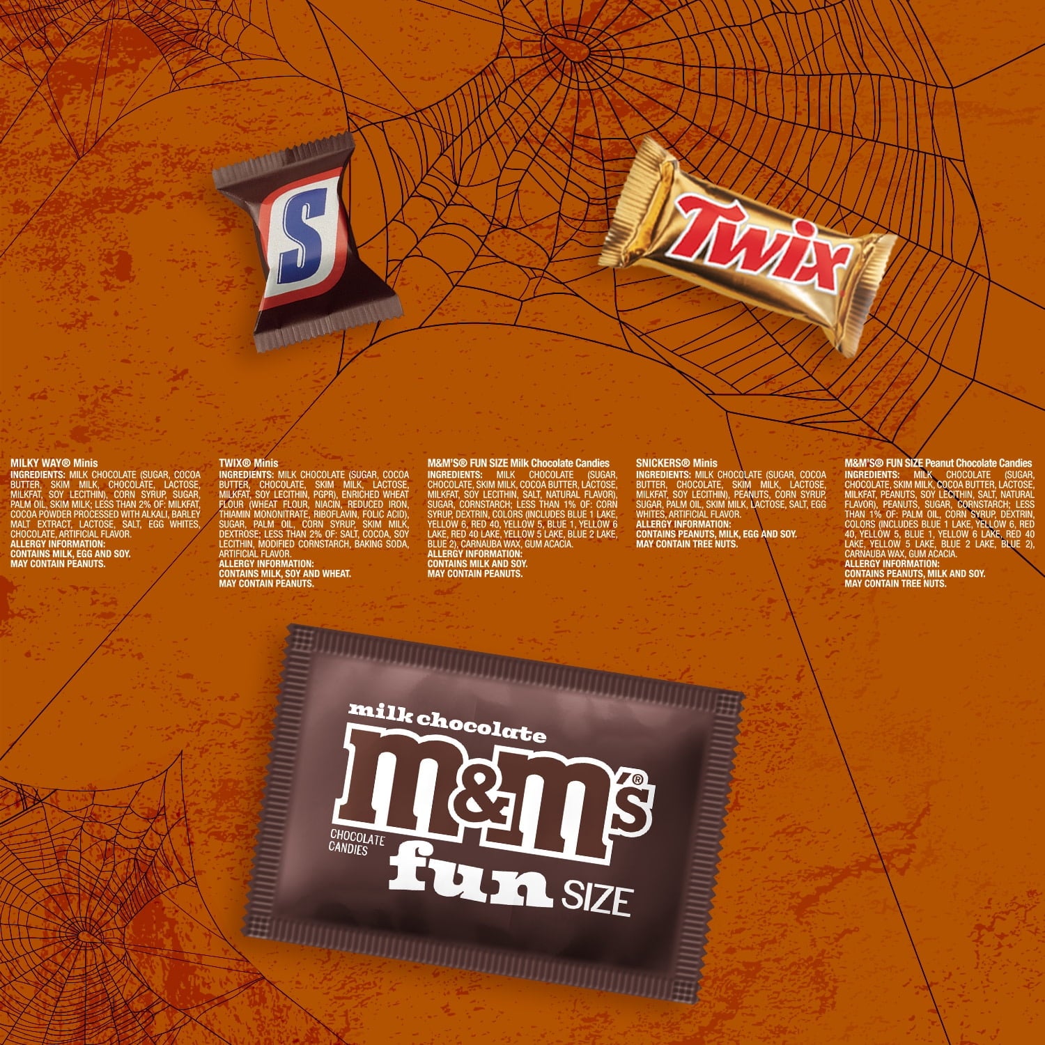 M&M's, Snickers, Twix & Milky Way Chocolate Halloween Candy Variety Pack - 120 Ct Bulk Bag