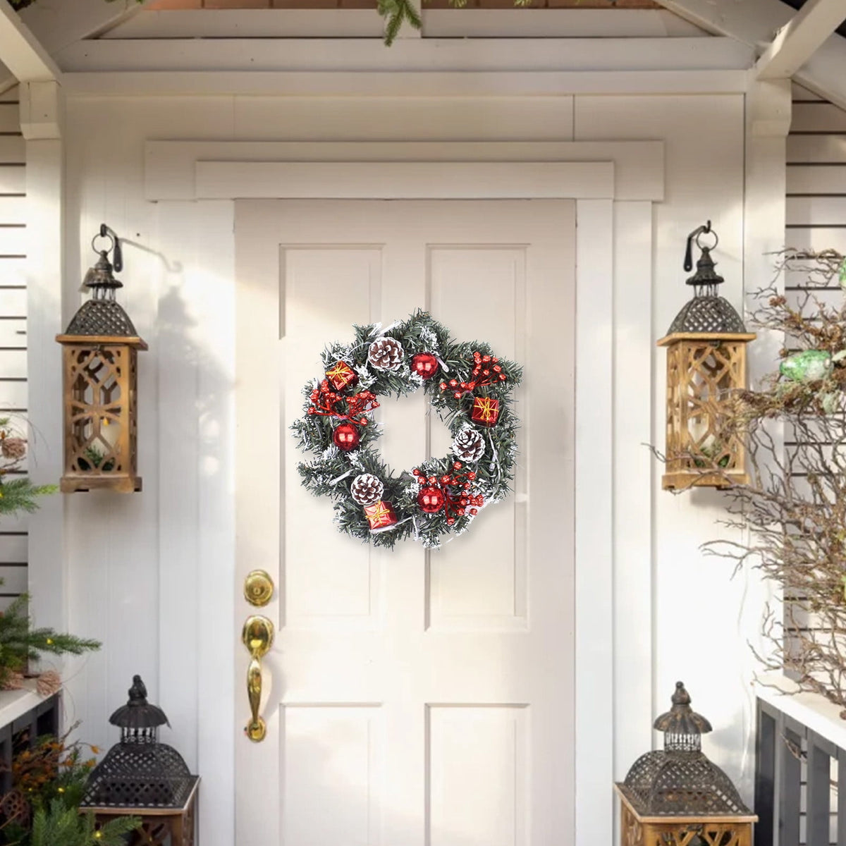 Btomtd Diameter 8" Pumpkin Skull Wreath Halloween Decor Acrylic Round Disk Hanging Ornament with Garland for Front Door Window, B
