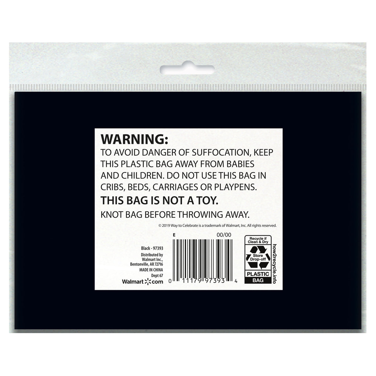 Way To Celebrate Round Plastic Table Cover, Black, 84 in, 1 Count