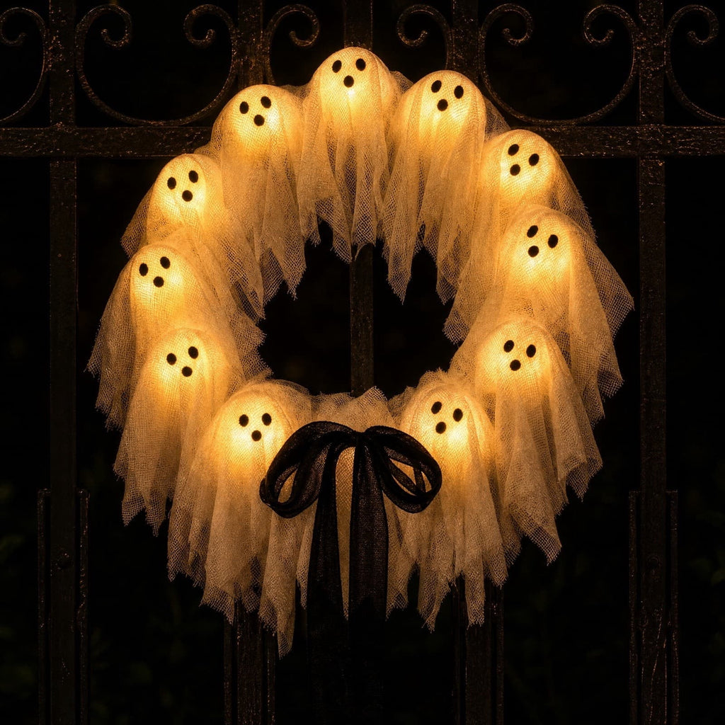 Gcvizuso Halloween Wreath with LED Light String, Purple Rose Black Crow Oval Spooky Twig Wreath for Front Door Window Fireplace Decor