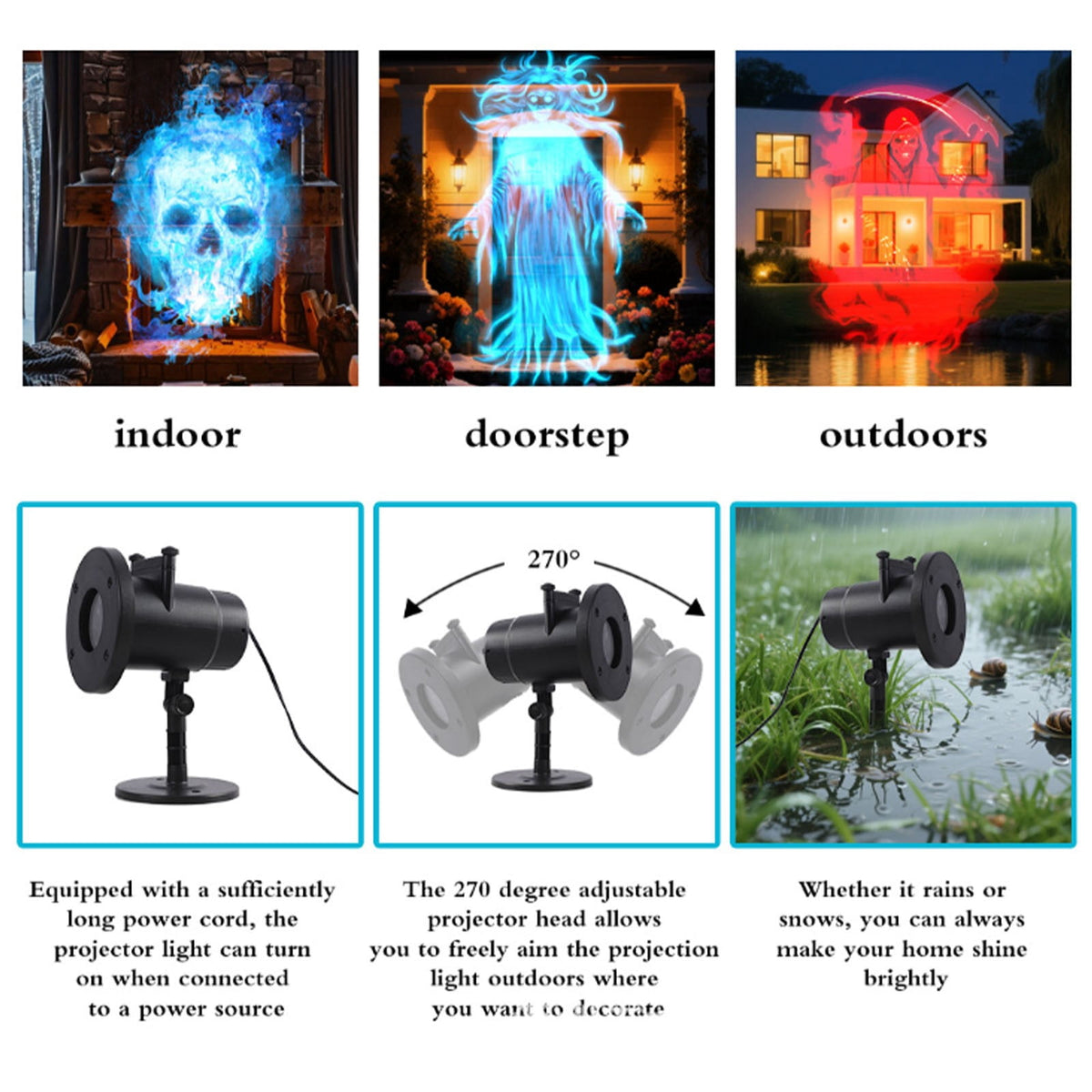 Halloween Projector,Halloween Window Projector,10 Unique Hd Projection Patterns 32ft Uitra-Large Display,Outdoor Waterproof Holiday Projector Light,Turn Your Home Into A Wonderland.