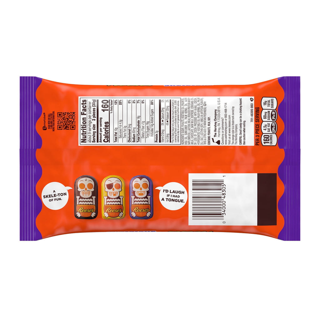 Reese's Chocolate Peanut Butter Creme Skeletons Halloween Candy, Bag 9.1 oz