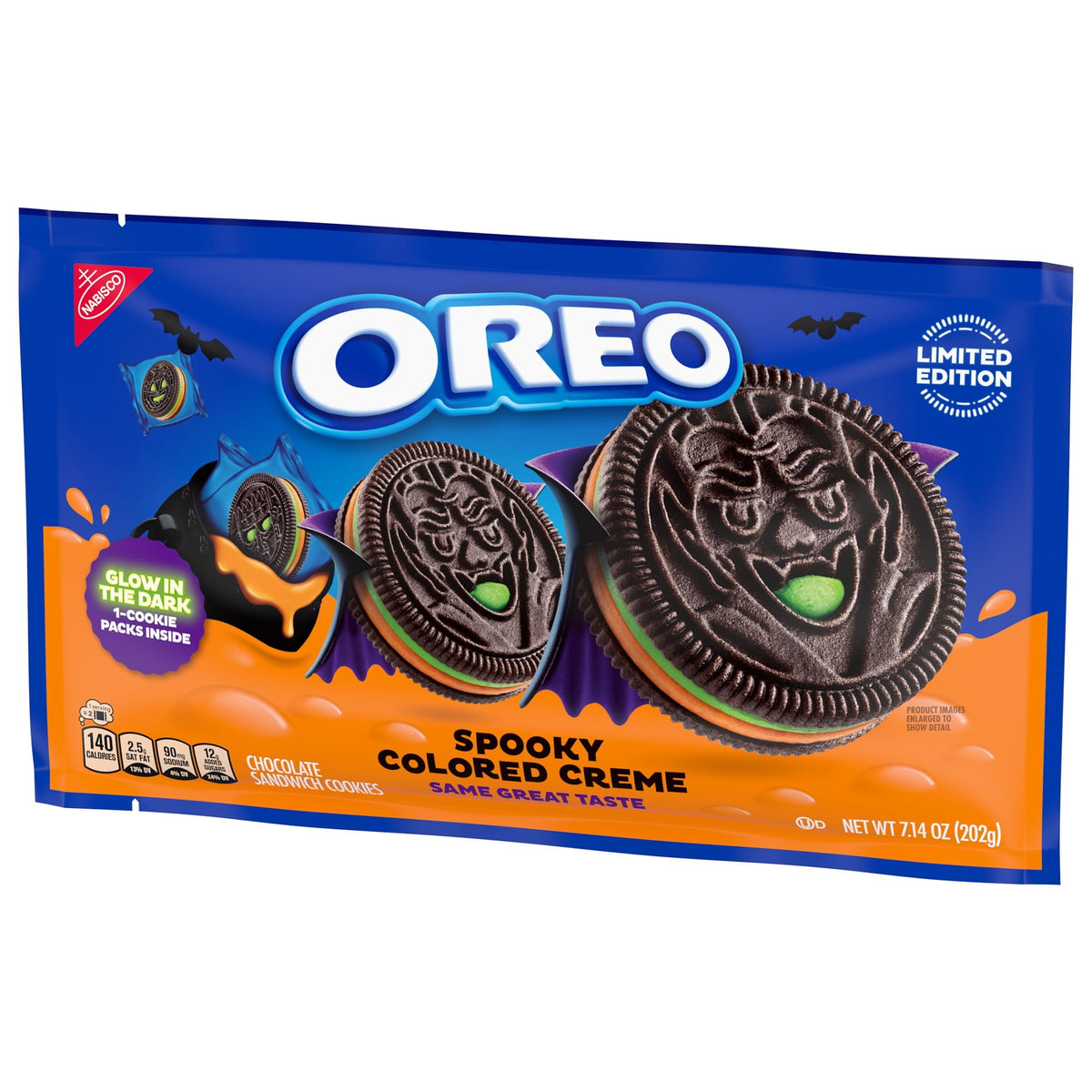 OREO Green and Orange Creme Chocolate Sandwich Cookies, Halloween Cookies, 14 Snack Packs