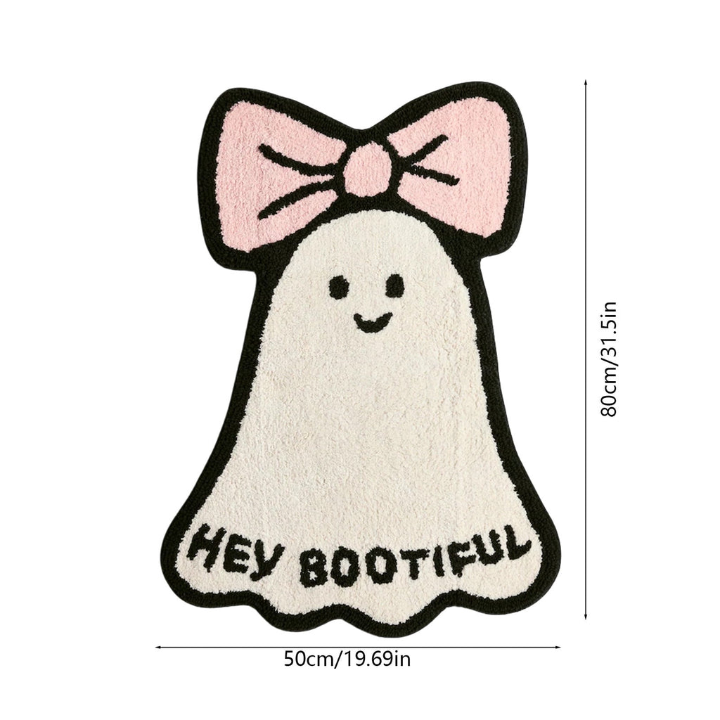 Pink Halloween Decor Ghost Candy Bowl Figurine with Bow and Scalloped Holder for Indoor Tabletop Decor and Party Favor Display