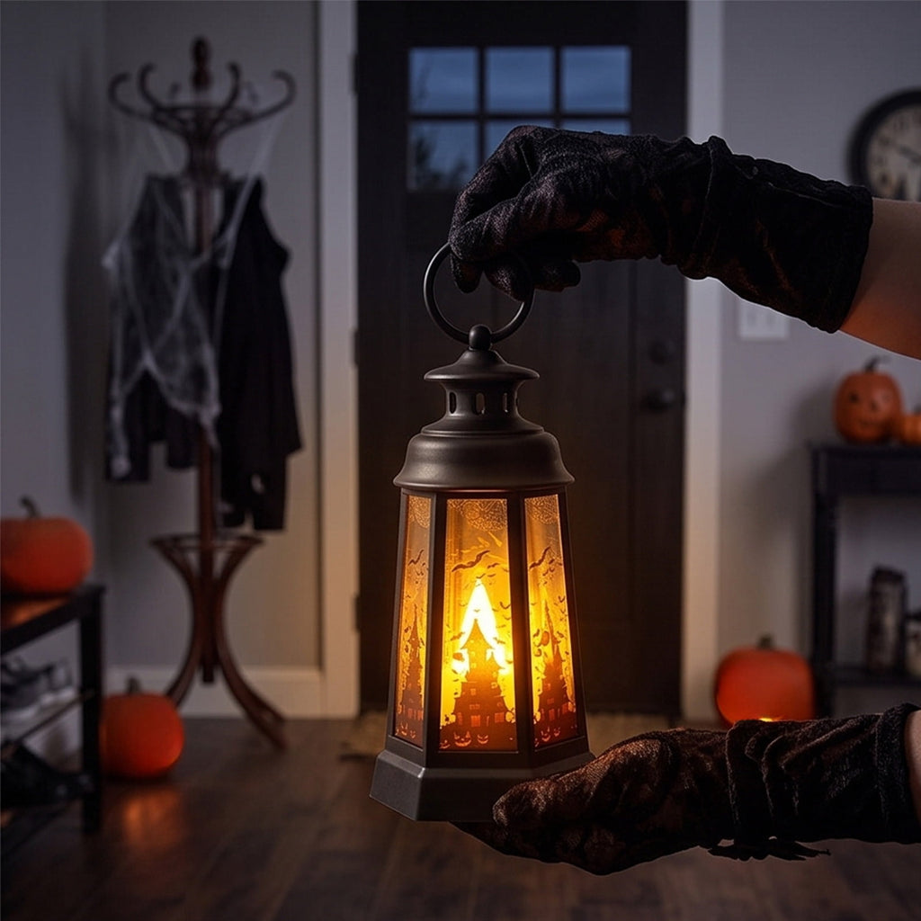 Djiypn Mini Lanterns 2Pack LED Small Lanterns Decorative Indoor Outdoor Hanging Lantern Decorative Candle Light Farmhouse Decor for Weddings Western Camping Party Halloween Christmas Decorations