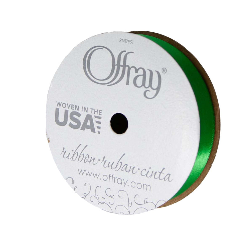 (3 pack) Offray Ribbon, Forest Green 5/8 inch Single Face Satin Polyester Ribbon, 18 feet