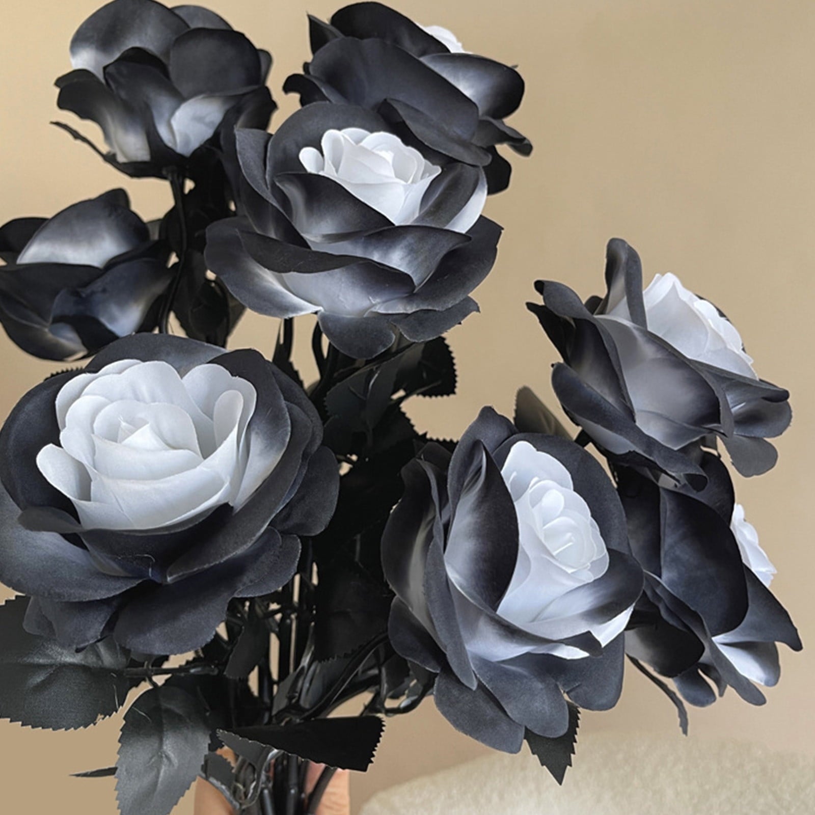 AZXY Halloween Decor, Halloween Indoor Decor, Halloween Tabletop, Artificial Red Silk Rose Stems, Gothic Fake Floral Bouquet, Halloween Decorations for Home Table Party Decor