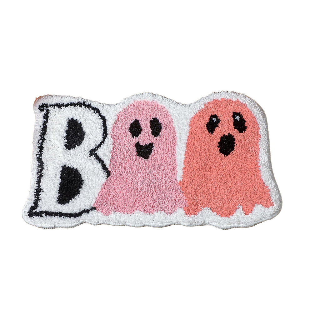Halloween Bath Mat Ghost Multicolor Irregular Mat 27.56x17.72in Polyester Skidproof & Absorbent for Bathroom Entryway Living Room Halloween Door Mat by MPOISVA