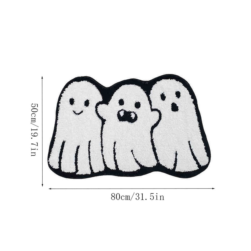 Halloween Doormat Ghost Bath Mat 23.6x15.7in Secure-Grip Absorbent Soft Faux Fur Rug for Bathroom Bedroom Living Room Decor by OVFUIZ