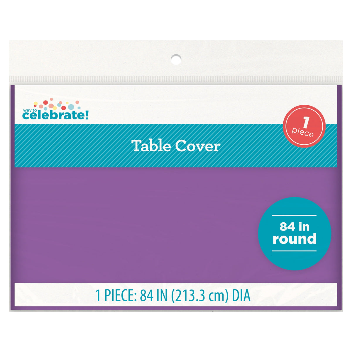Way To Celebrate Purple Round Plastic Table Cover, 84 in, 1 Count