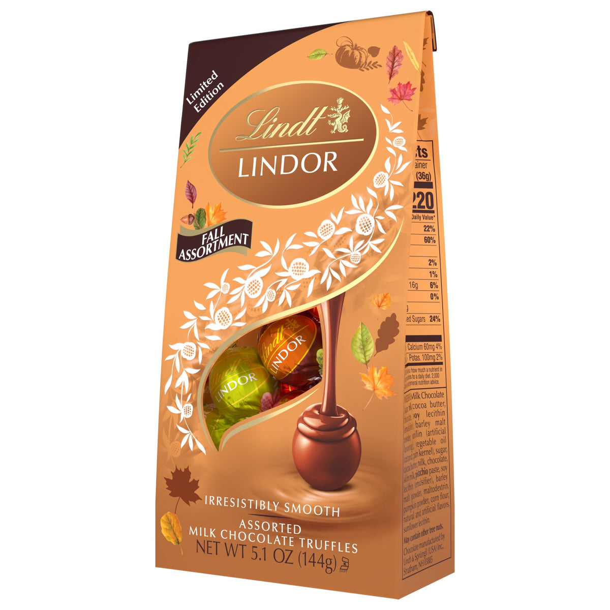 Lindt LINDOR Fall Assorted Milk Chocolate Candy Truffles, 5.1 oz. Bag