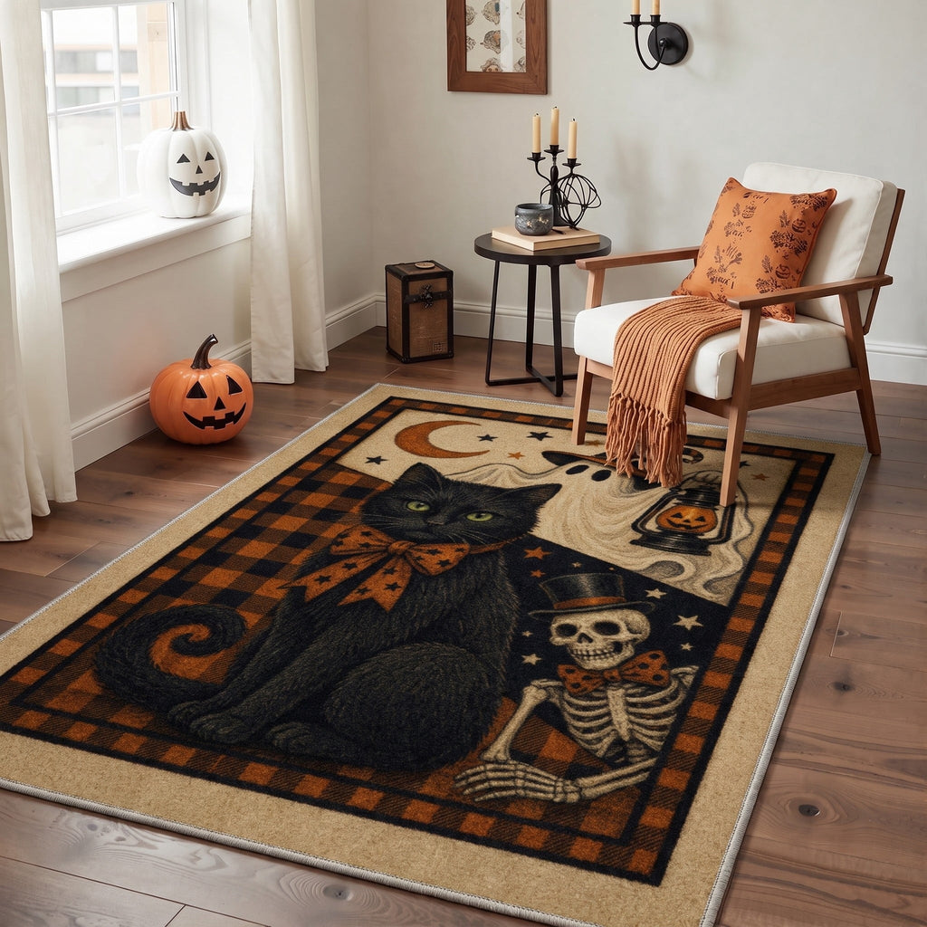 GENIMO 2'x3' Halloween Doormat, Washable Non Slip Soft Farmhouse Pumpkin Outdoor Door Mat for Front Door Covered Porch Patio Entryway, Smoky Amber