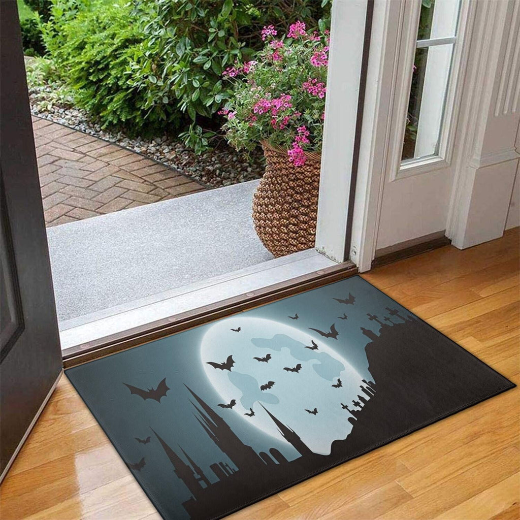 Happy Halloween Door Mat Decorations Spider Bat Doormat Plain the Indoor Door Mat/Outdoor Crystal Velvet 30x17 Inches