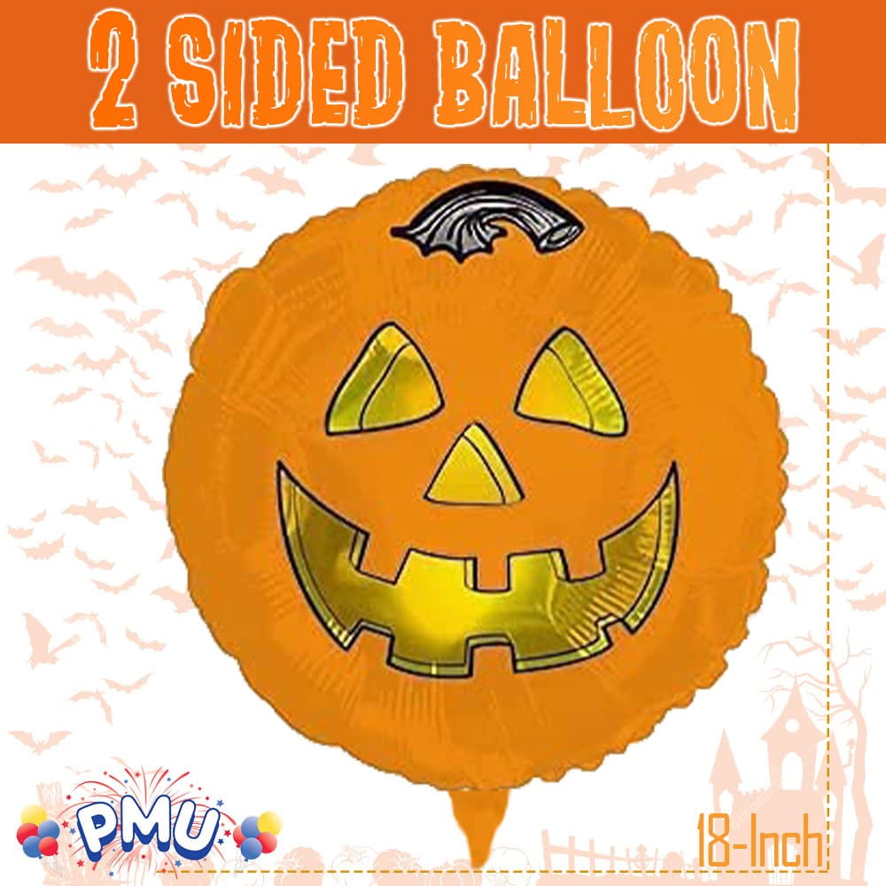 PMU Halloween Party Decoration "Happy Halloween" Jack Faces Aglow 18 Inch Mylar-Foil Balloon (1pkg) Pkg/1