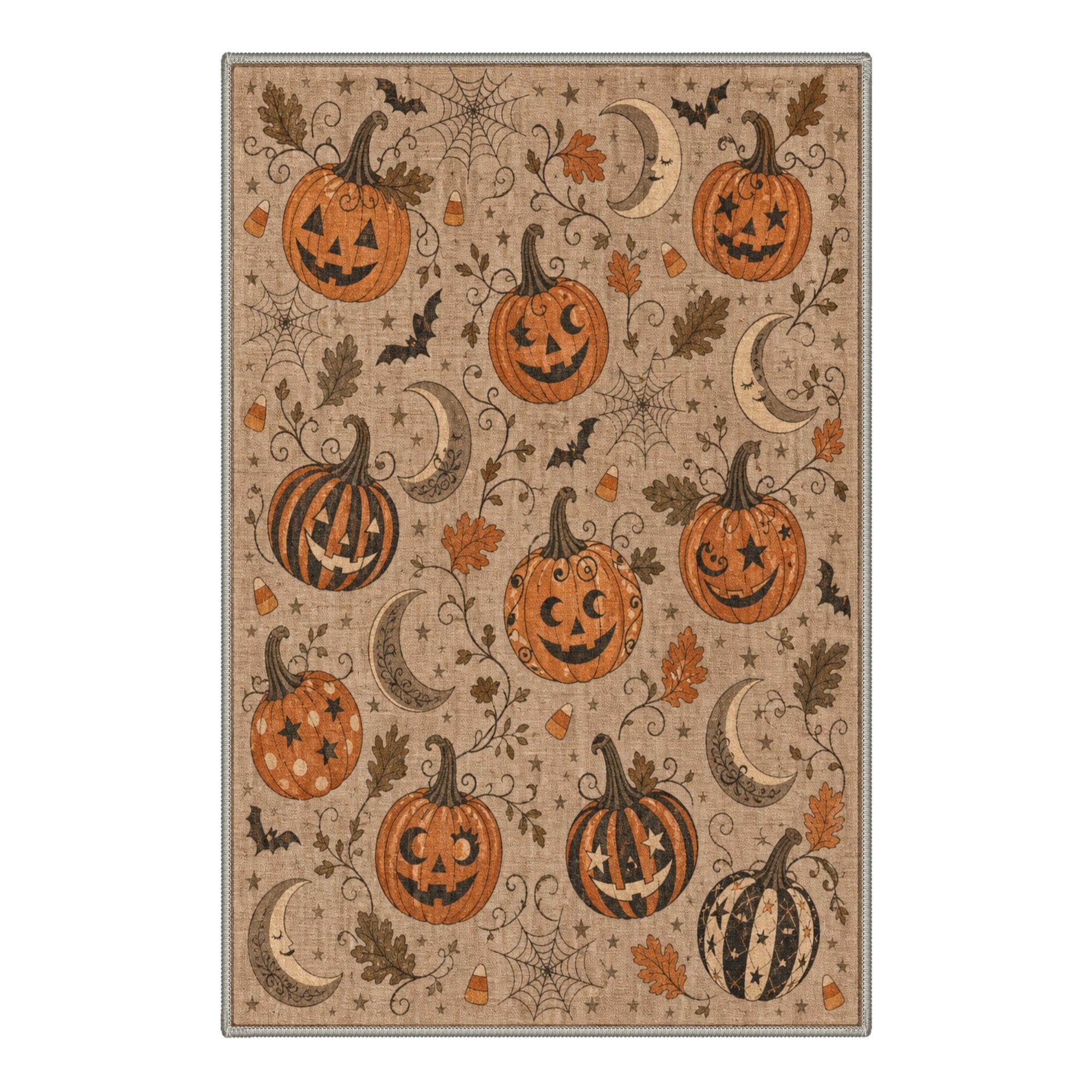 GENIMO 2'x3' Halloween Doormat, Washable Non Slip Soft Whimsical Cat Outdoor Door Mat for Front Door Covered Porch Patio Entryway, Rustic Black