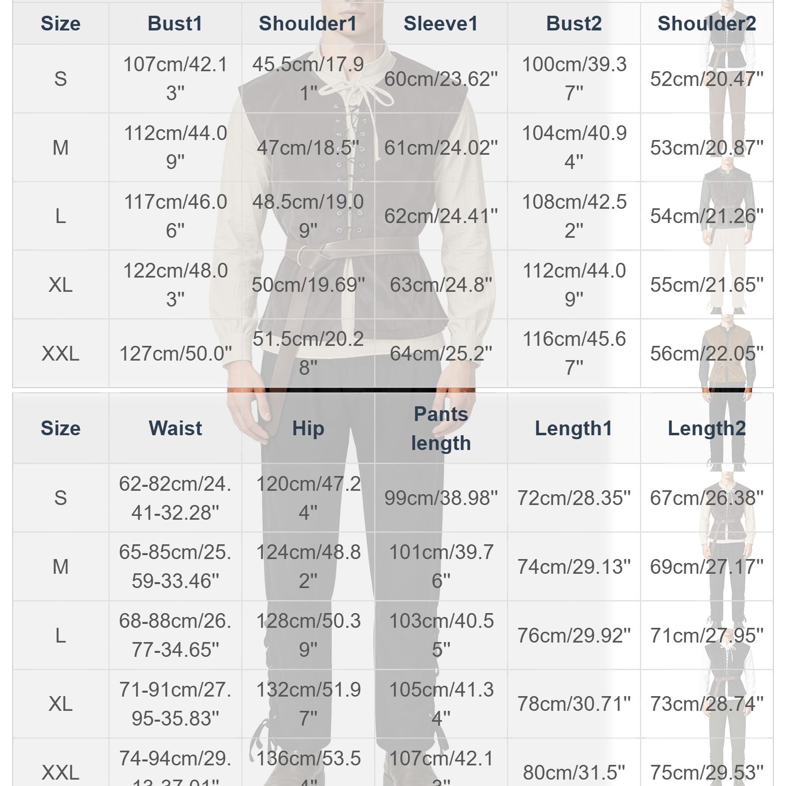 Ceisia Medieval Renaissance Outfit For Men Lace Up Waistcoat Long Sleeve Shirt Lace Trousers With Matching Belt Halloween Pirate Halloween Gift