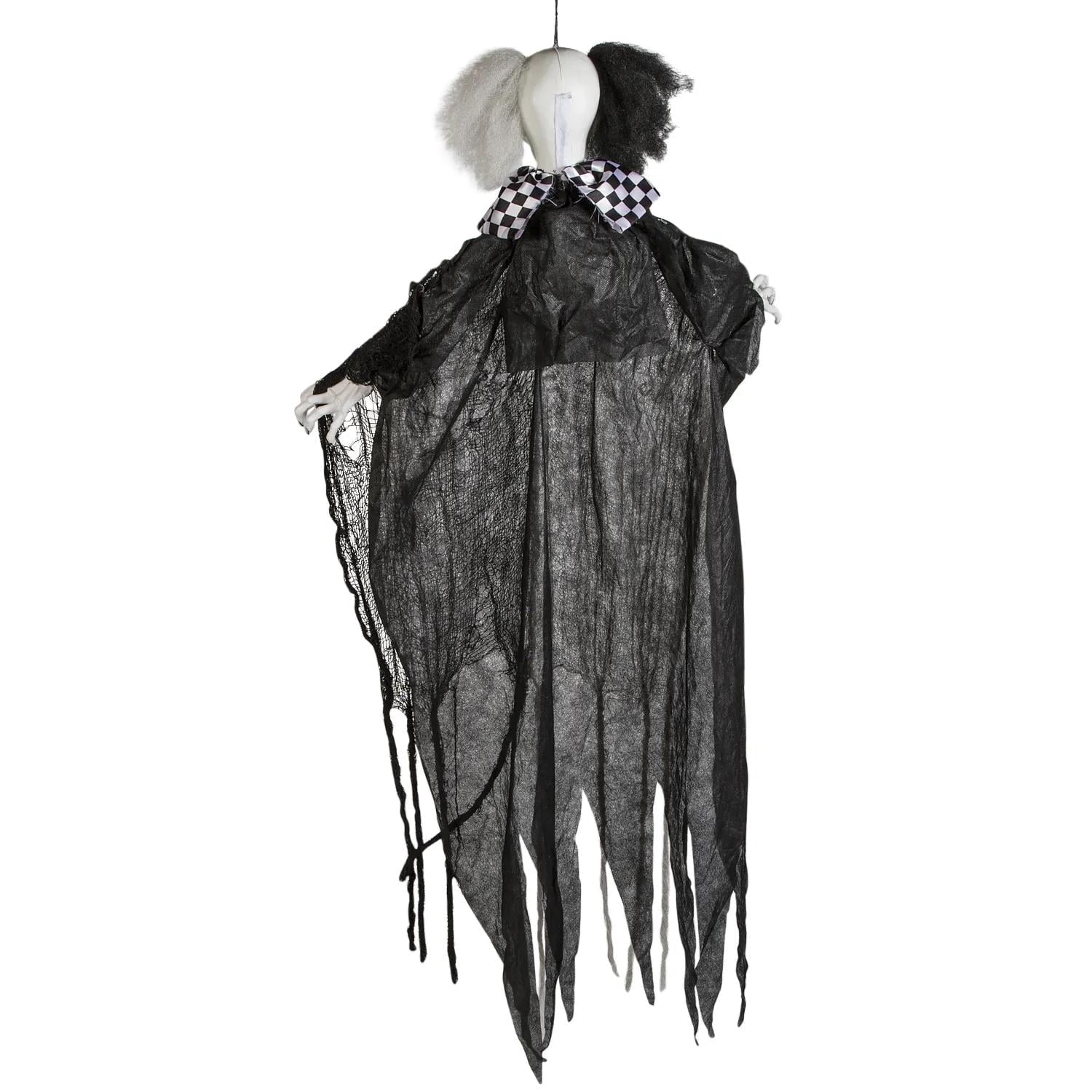 Morris Costumes 4 ft Hanging Animated Black & White Clown Decoration - Gray