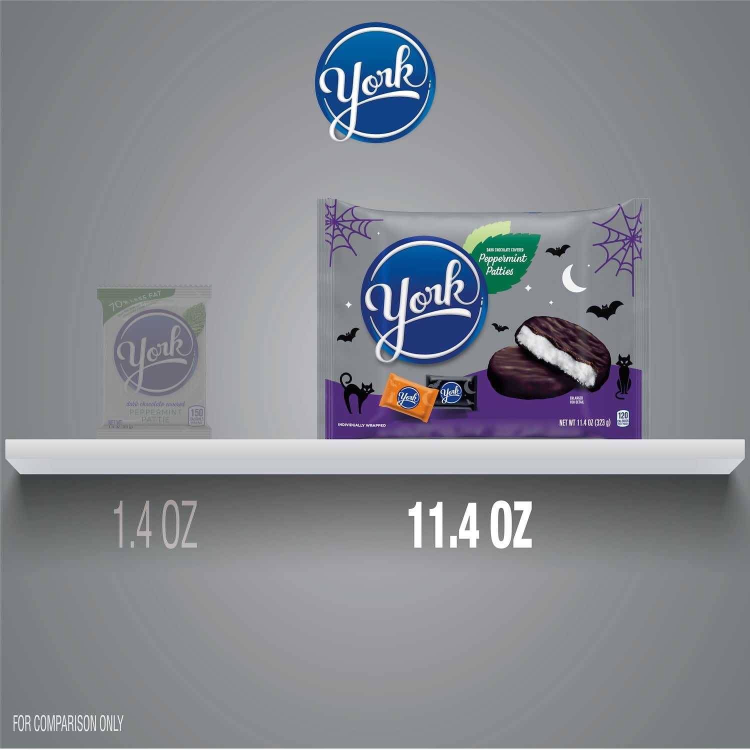 York Dark Chocolate Peppermint Patties, Halloween Candy Bag, 11.4 oz