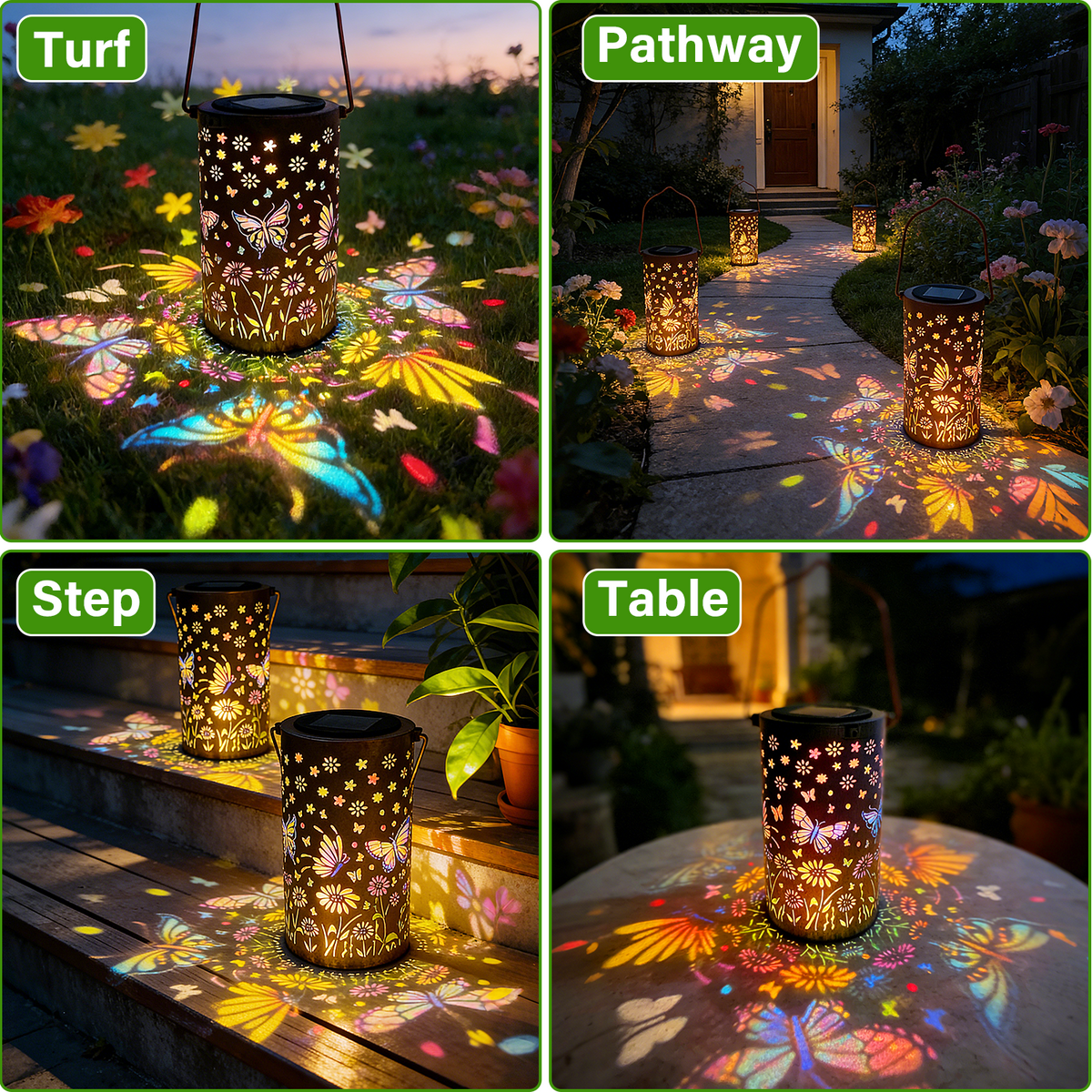 Colorful Solar Lanterns IP65 Outdoor Waterproof, Mother's Day Gifts for Women Mom Grandma - LED Colorful Sunflower Solar Lights Metal Hanging Lantern for Patio Yard Porch