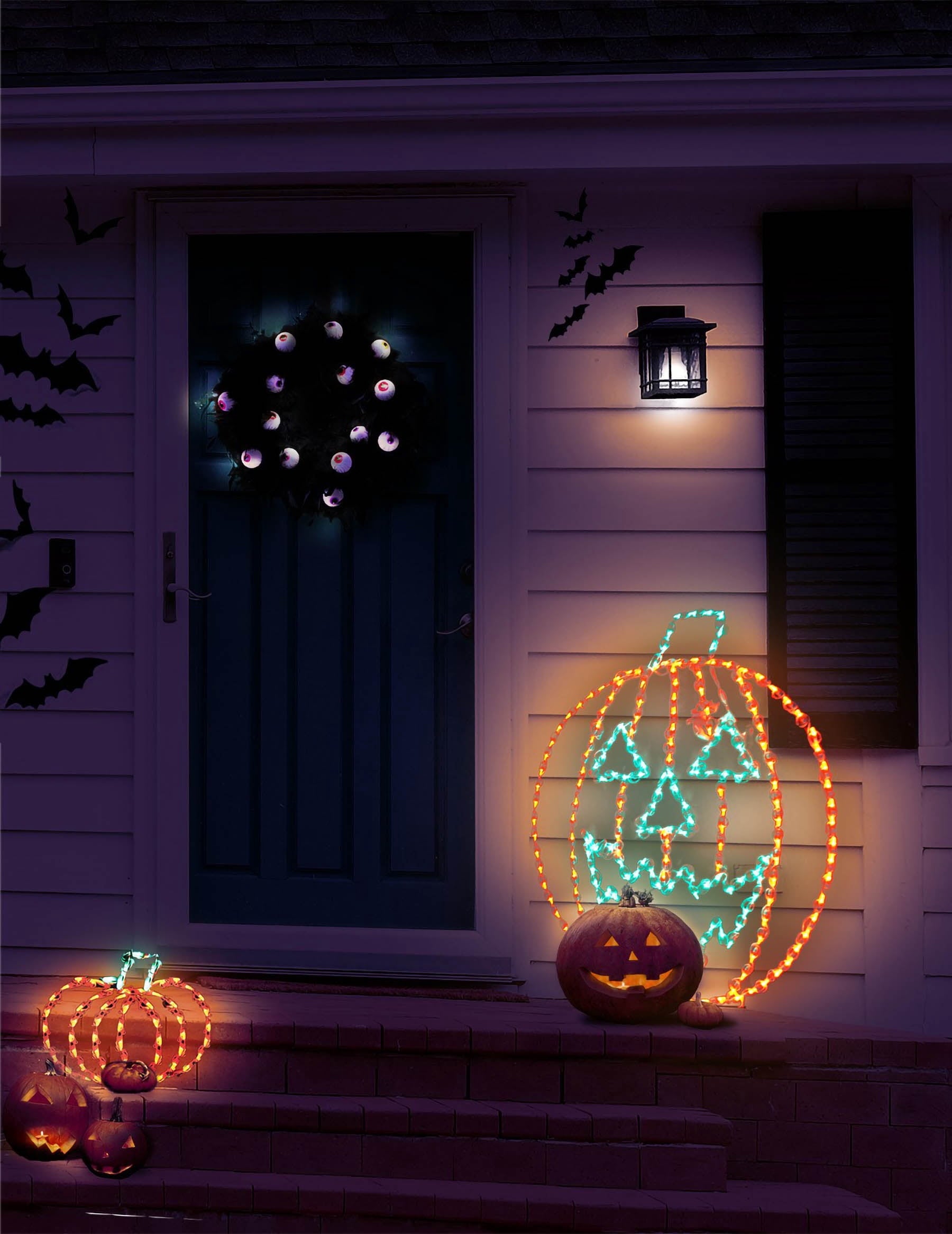 HOLIDYNAMICS Halloween LED Pumpkin Light Wire Frame Outdoor Weatherproof Decor