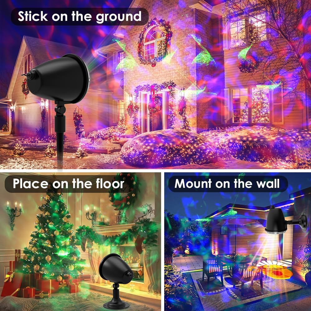 Unbranded Halloween Laser Projector Light Aurora Light Projector 21 Colors Ocean Ripple Pattern Remote Control Indoor Outdoor LED 1 Piece