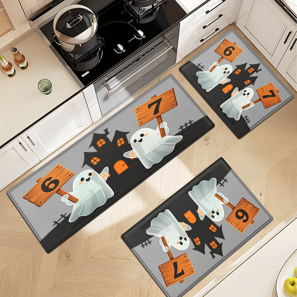 CCTFS Halloween Skeletons Holding Hot Drinks Household 1Pc Flannel Mat and Kitchen Rugs,Soft Non-slip for Bedroom Entryway
