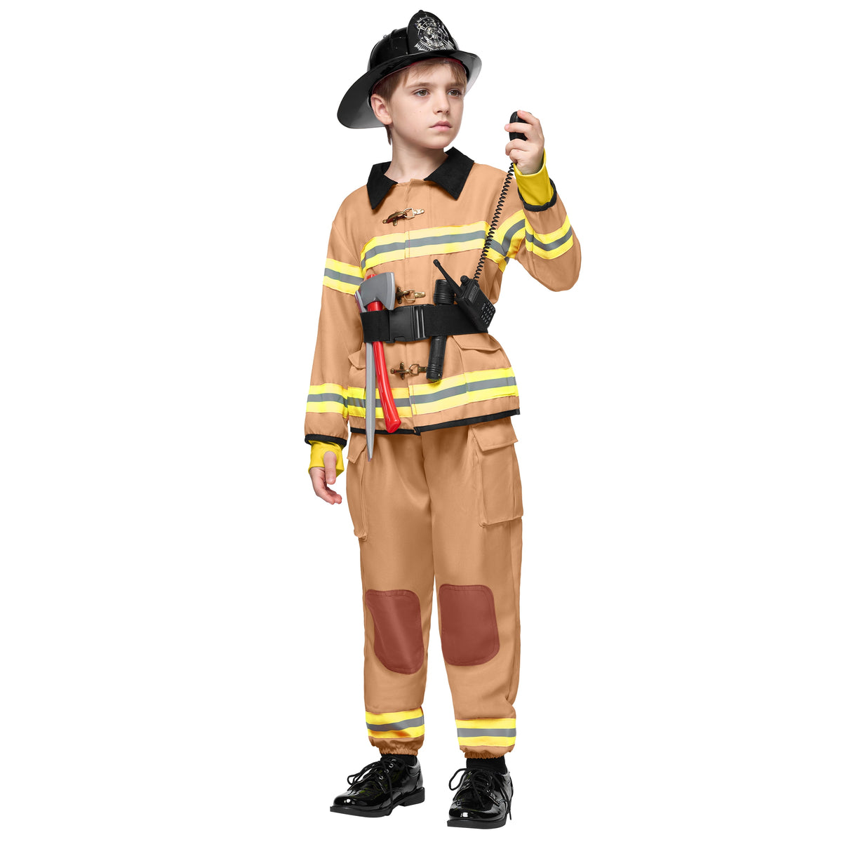 Joyfy Halloween Kids Fireman Costume, Firefighter Costume for Boys Toddler Halloween Party Dress Up 3-7 Years