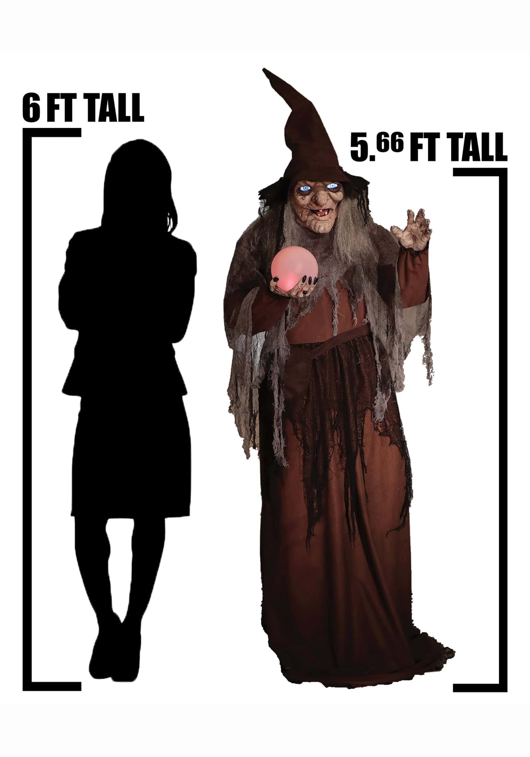 Seasonal Visions 68" Soothsayer Animated Witch with Digital Eyes Halloween Decoration
