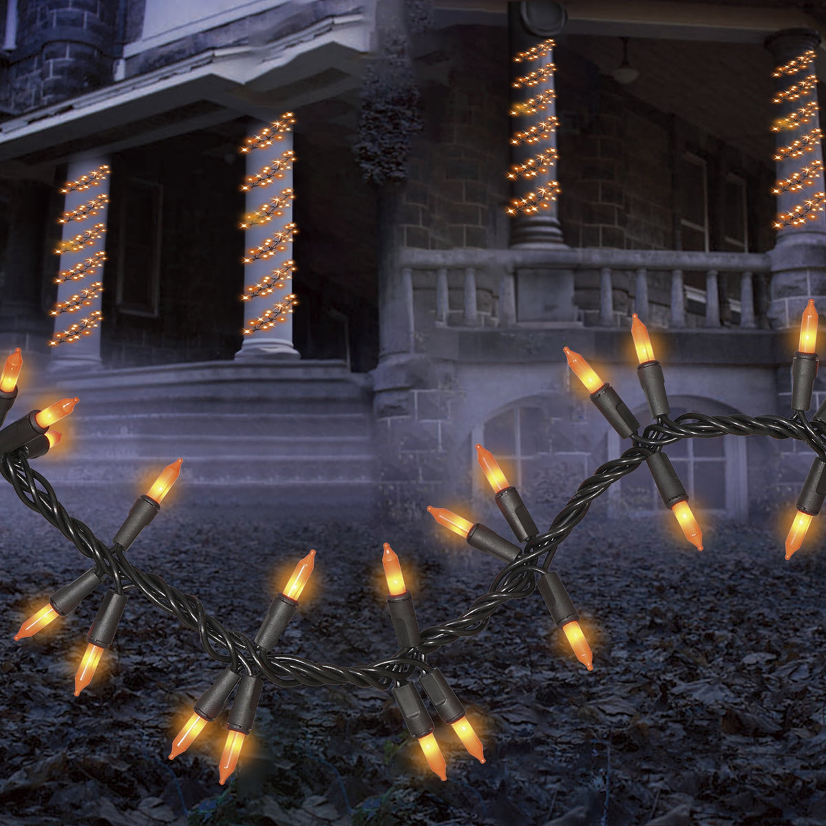 Indoor/Outdoor 90-Count LED Garland Lights, Orange, 9', Halloween by Way To Celebrate