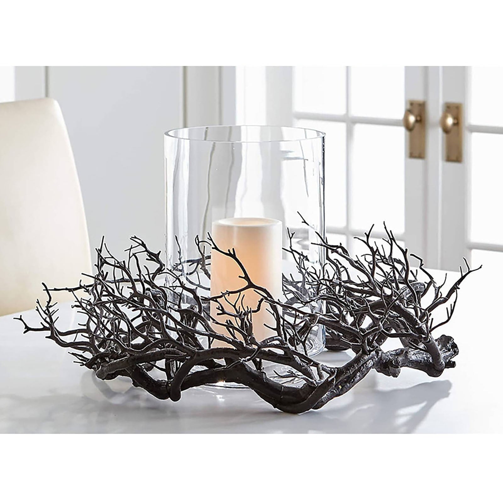 18 Inch Black Artificial Dead Branch Wreath, Twisted Bare Twig Halloween Wreath Frame, Spooky Gothic Twig Garland Base for Front Door Table Centerpiece Halloween DIY Decor