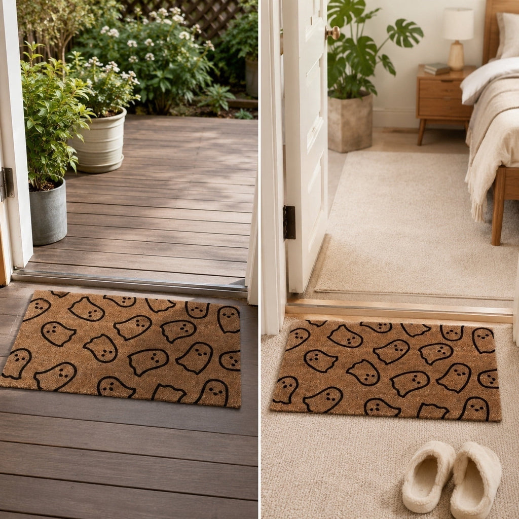 Front Door Mat Indoor Outdoor Entrance Rug, Semicircular Entrance Mat, Half Round Waterproo Non-Slip Durable Rubber Doormat for Garage, Patio, 29.5 inch