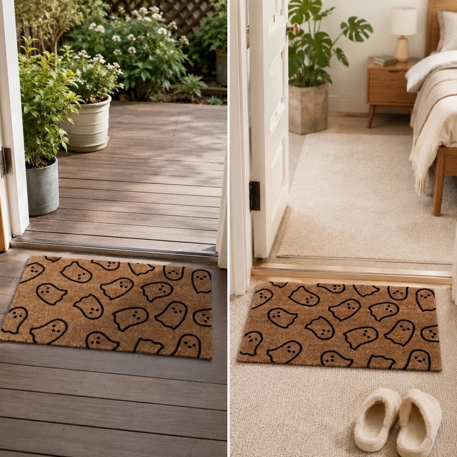 Front Door Mat Indoor Outdoor Entrance Rug, Semicircular Entrance Mat, Half Round Waterproo Non-Slip Durable Rubber Doormat for Garage, Patio, 29.5 inch