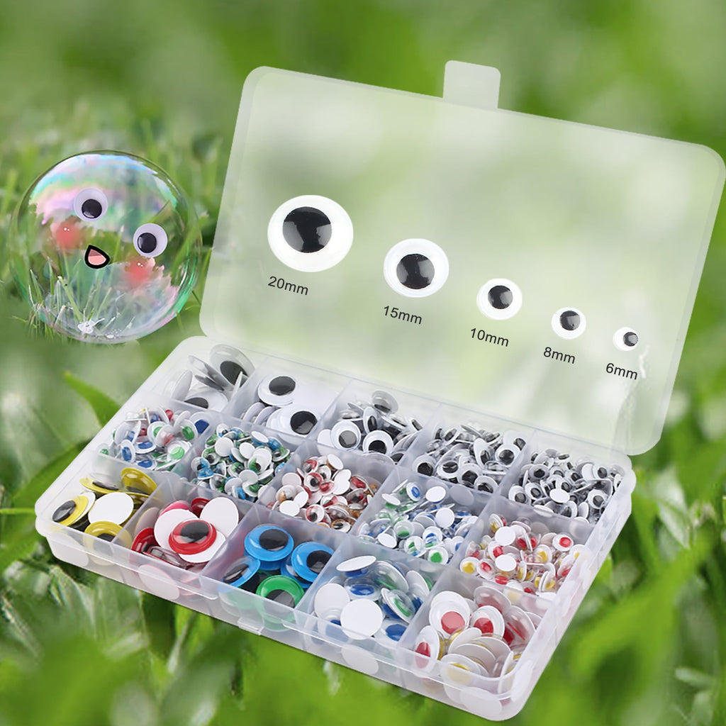 LotFancy 1100Pcs Googly Eyes Self Adhesive for Crafts, Plastic Wiggle Eyes Multi-Color