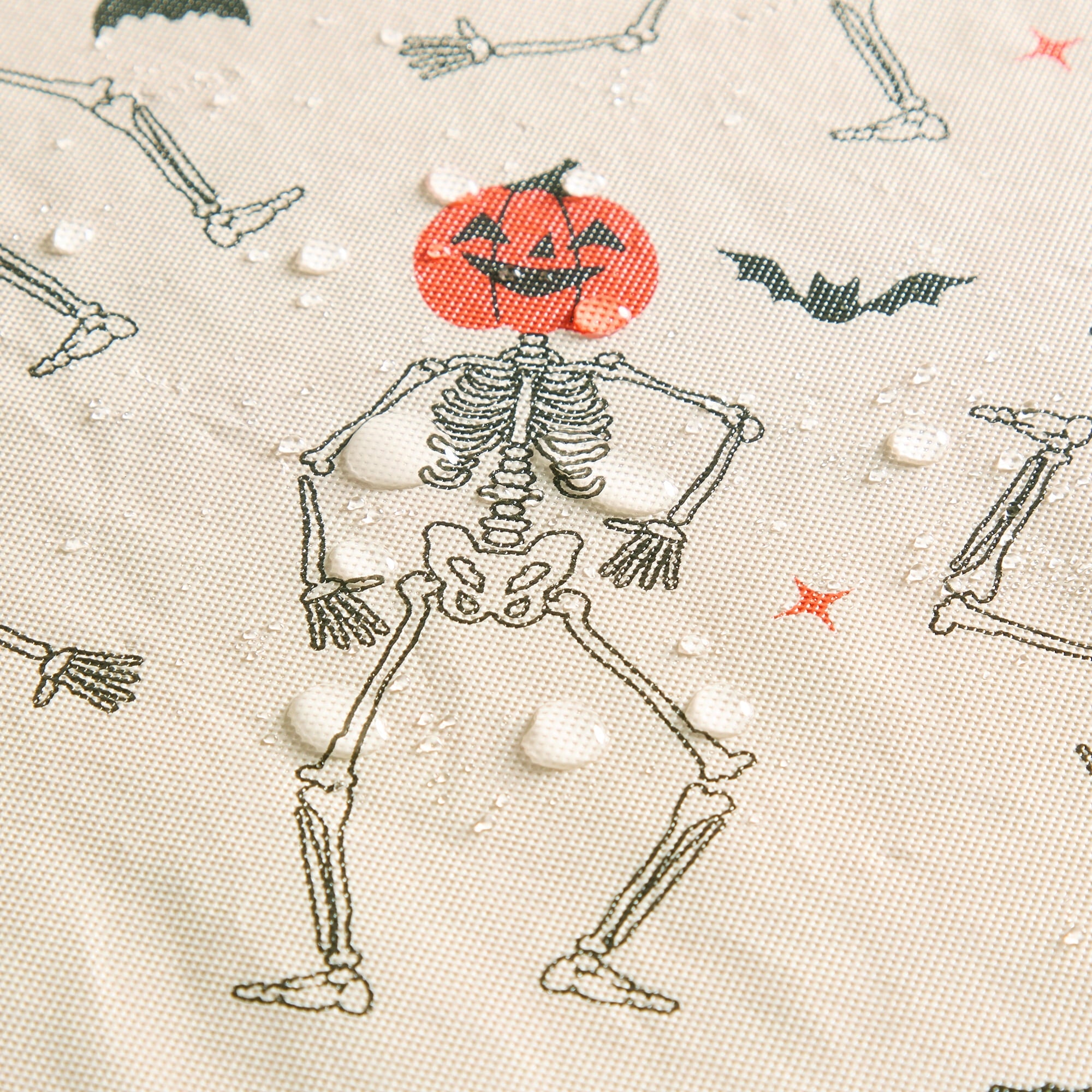 Way To Celebrate Halloween PEVA Tablecloth, For Table 60" x 84" - Skeleton Pumpkin Head Toss
