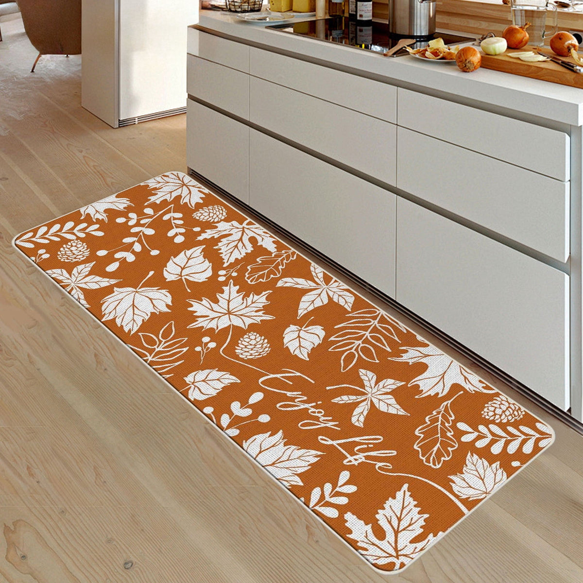 SHENGXINY Halloween Decor Kitchen Rug Set of 2 for Thanksgiving Fall Floor Mat Absorbent Oil Proof Kitchen Mat Entry Door Mat
