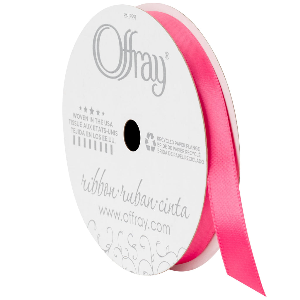 Offray Ribbon, Red Wine 3/8 inch Single Face Satin Polyester Ribbon, 18 feet