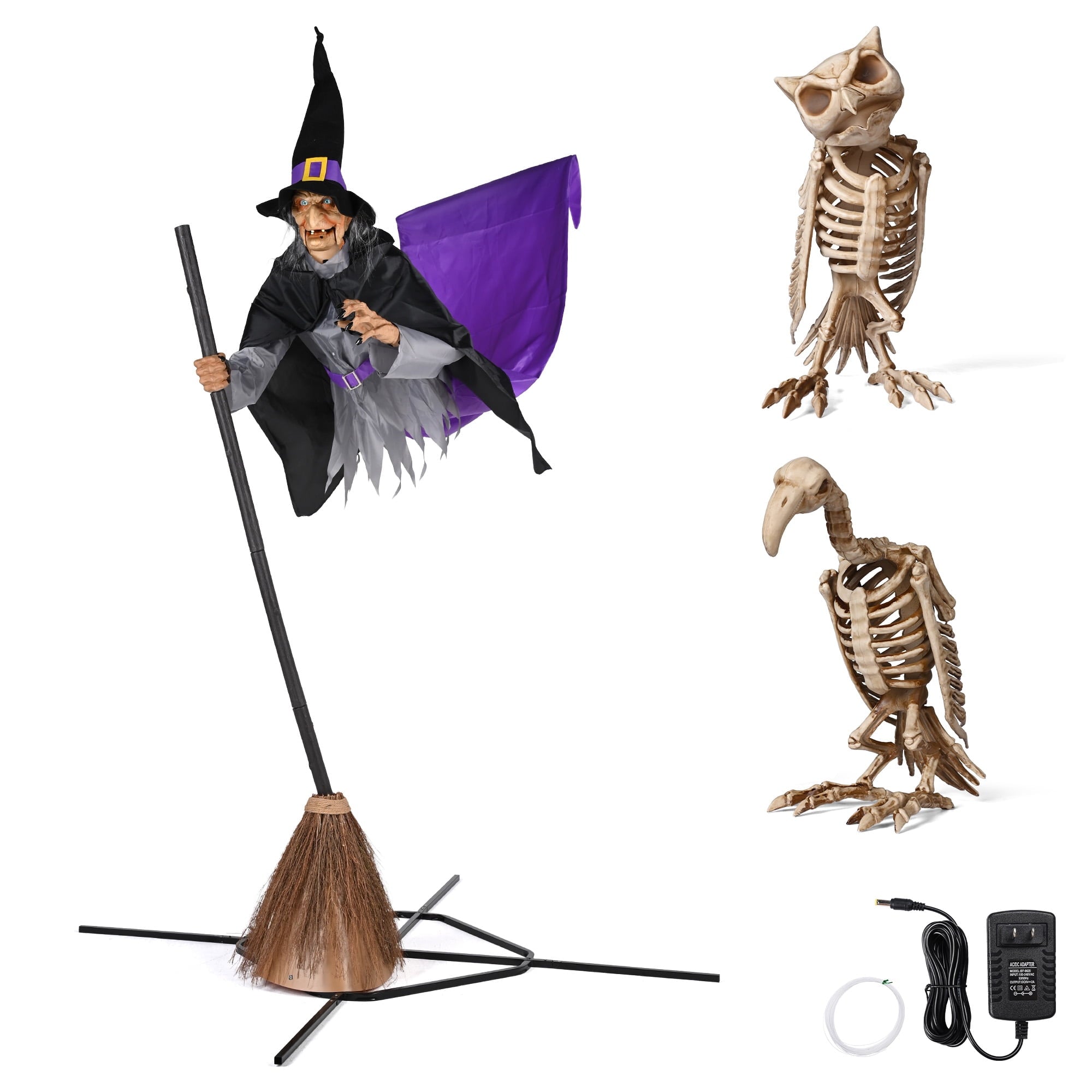 Yescom 9ft Flying Witch with Vulture & Owl Skeleton Halloween Outdoor Décor 2026