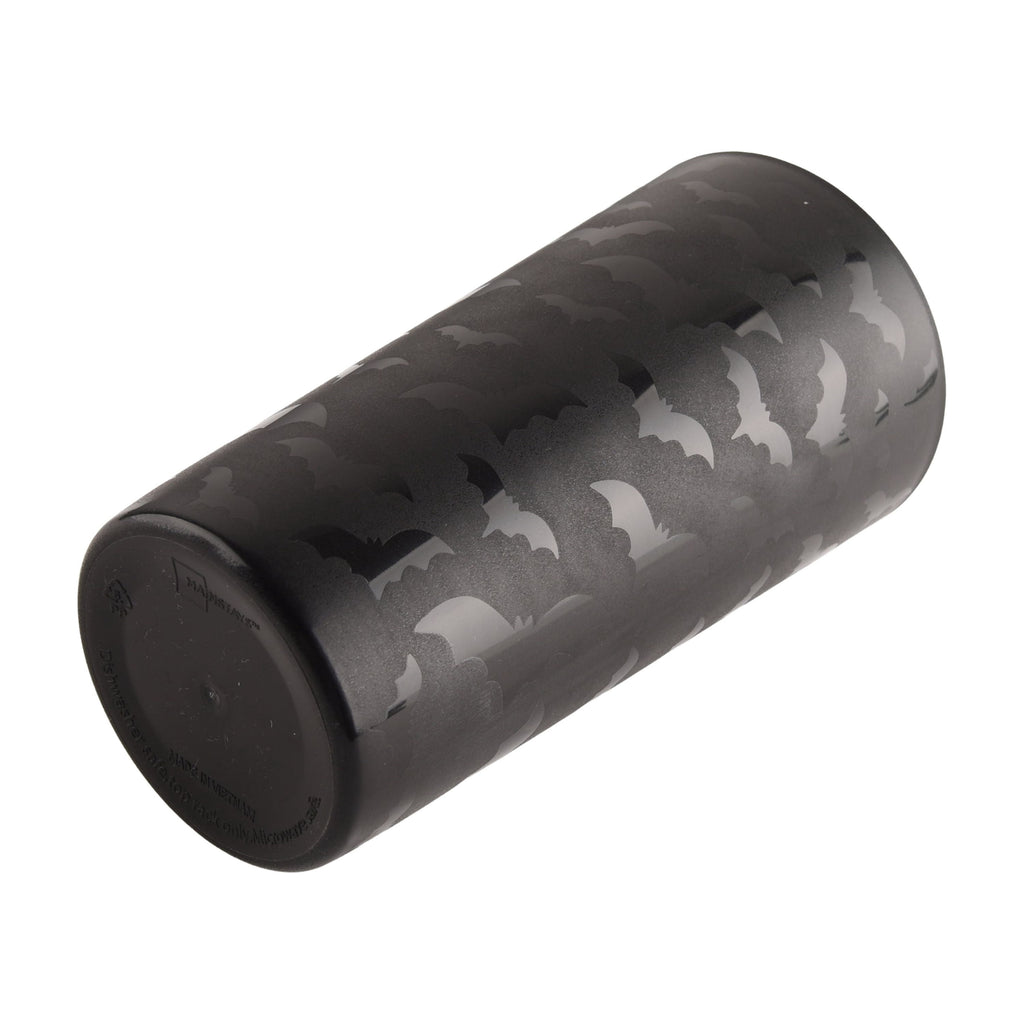 Mainstays 26 Ounce Round Plastic Etched Bat Tumbler, Black