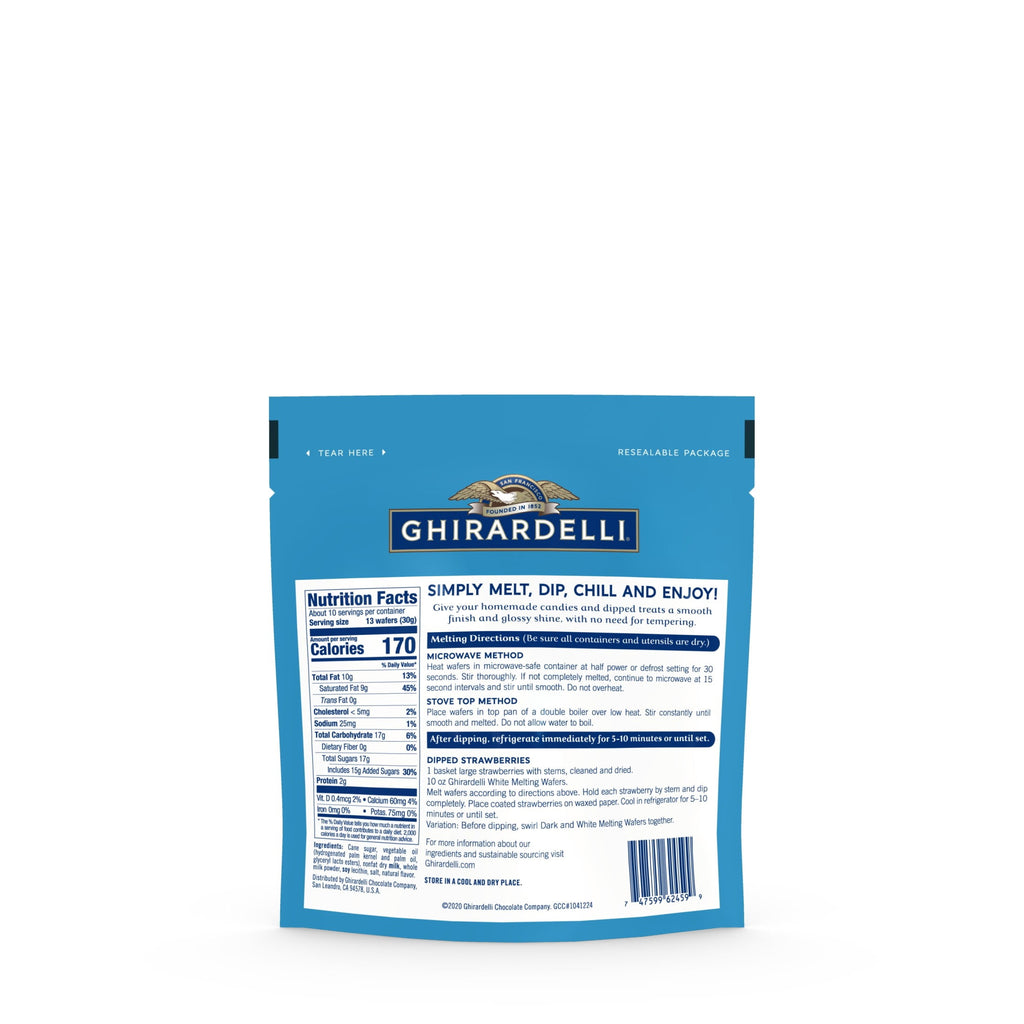Ghirardelli White Vanilla Flavored Melting Wafers, 10 OZ Bag