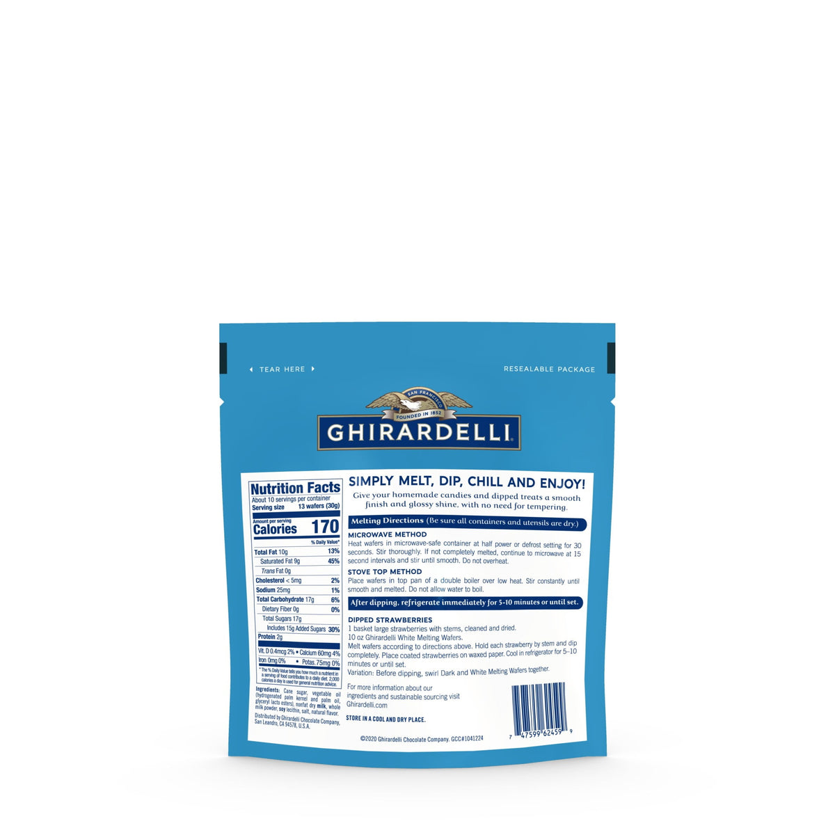 Ghirardelli White Vanilla Flavored Melting Wafers, 10 OZ Bag
