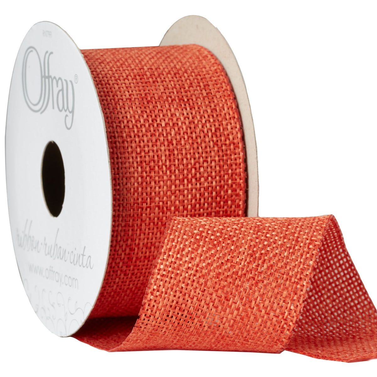 Offray Ribbon, Torrid Orange 1 1/2 inch Woven Burlap Woven Ribbon, 9 feet