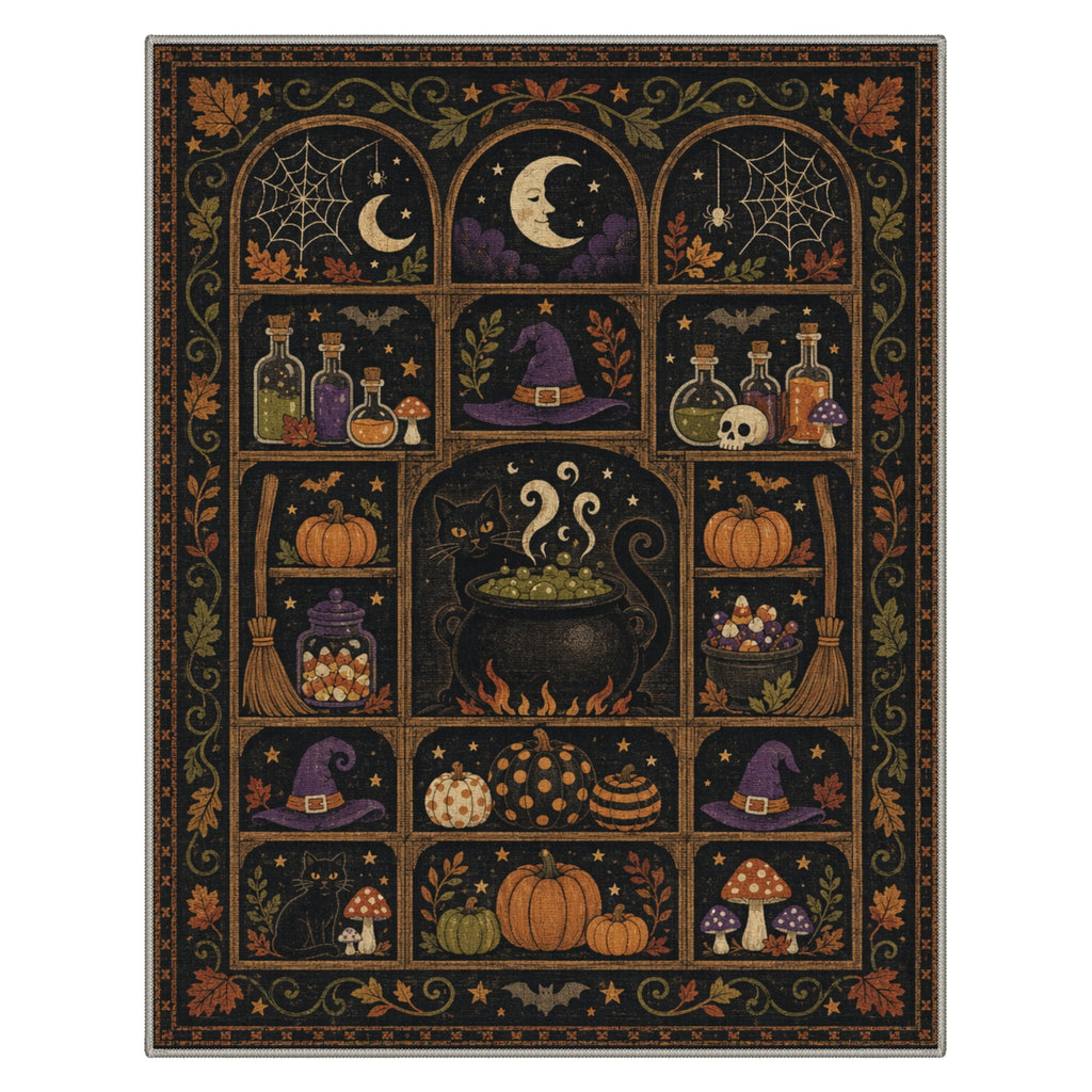 GENIMO 2'x3' Halloween Doormat, Washable Non Slip Soft Vintage Witch Outdoor Door Mat for Front Door Covered Porch Patio Entryway, Burnt Amber