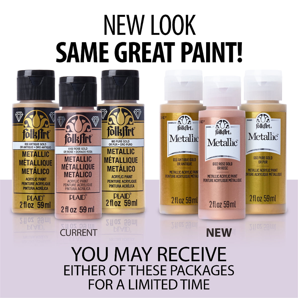 FolkArt Metallic Acrylic Craft Paint, Metallic Finish, Glam Gold, 2 fl oz