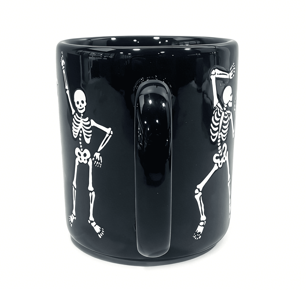 Way To Celebrate Halloween Black Dancing Skeleton Stoneware Mug Set, 2-Pack, 18.7 oz